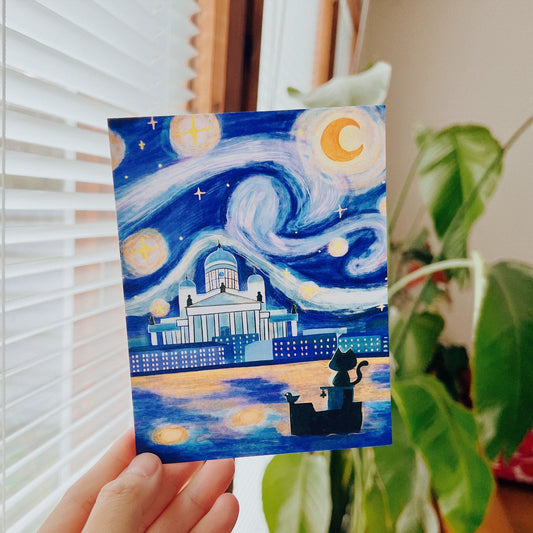 A Starry Night in Helsinki  Postcard