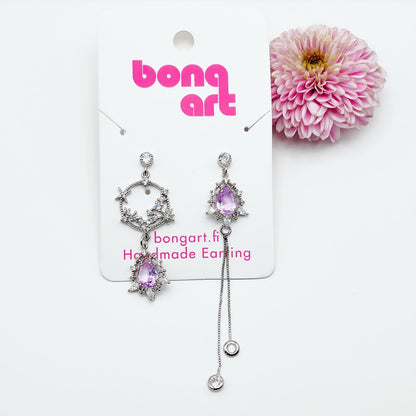 Glittering Tear Drop Dangles Earrings