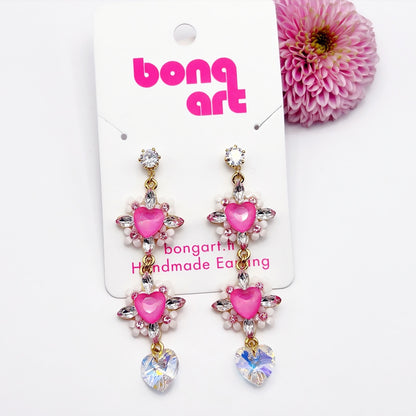 Radiant Pink Heart Earrings