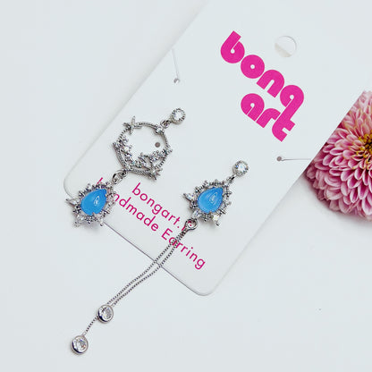 Glittering Tear Drop Dangles Earrings