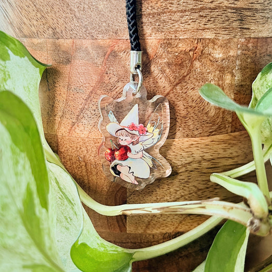 Cherry Fairy | Clear Acrylic Phone Charm