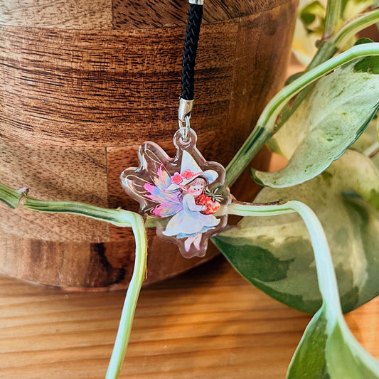 Strawberry Fairy | Clear Acrylic Phone Charm