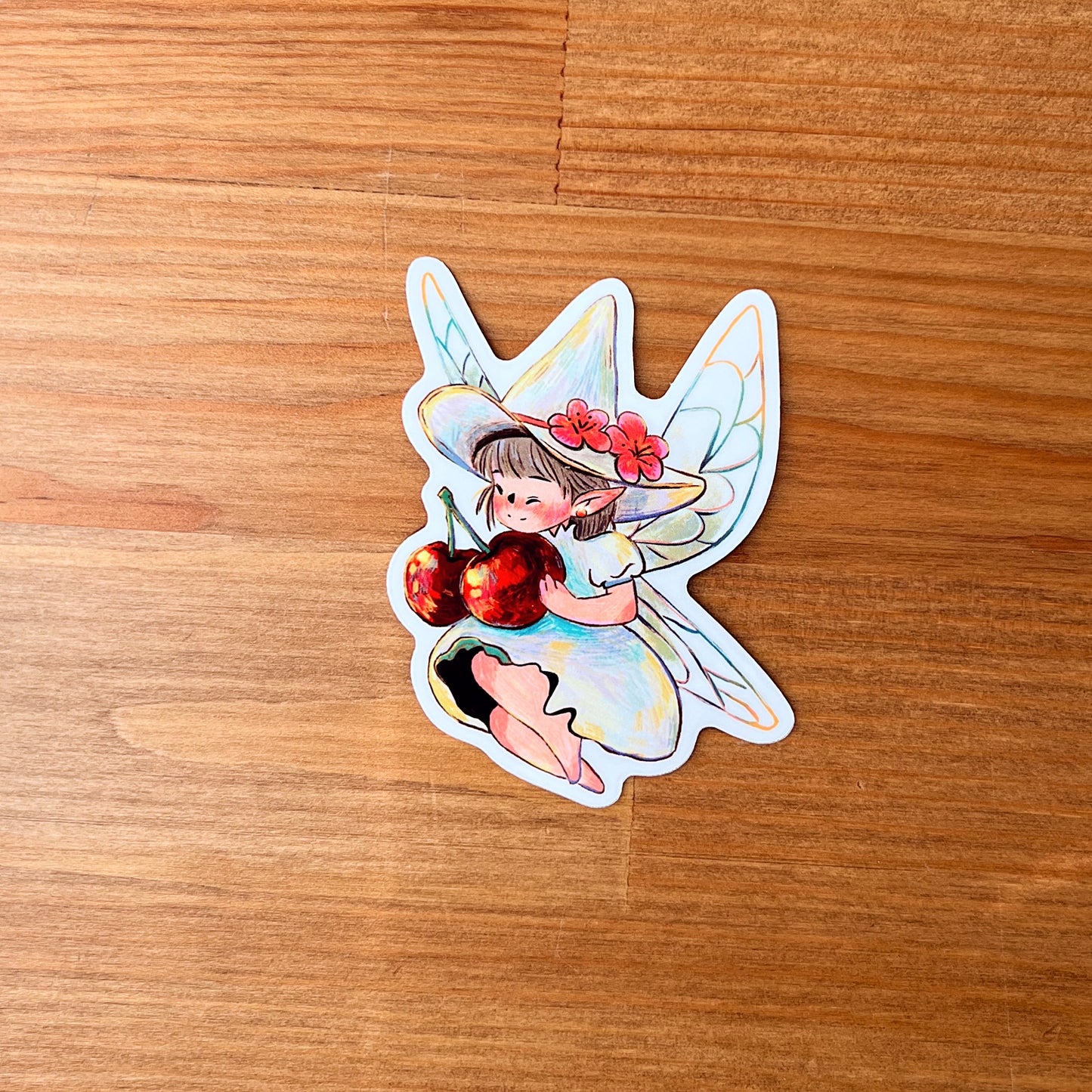 Cherry Fairy | Waterproof Clear Sticker