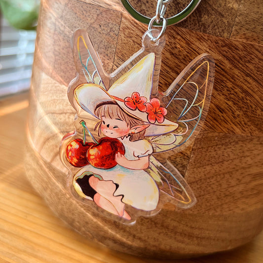 Cherry Fairy | Acrylic keychain - Front side epoxy