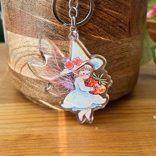 Strawberry Fairy | Acrylic keychain - Front side epoxy