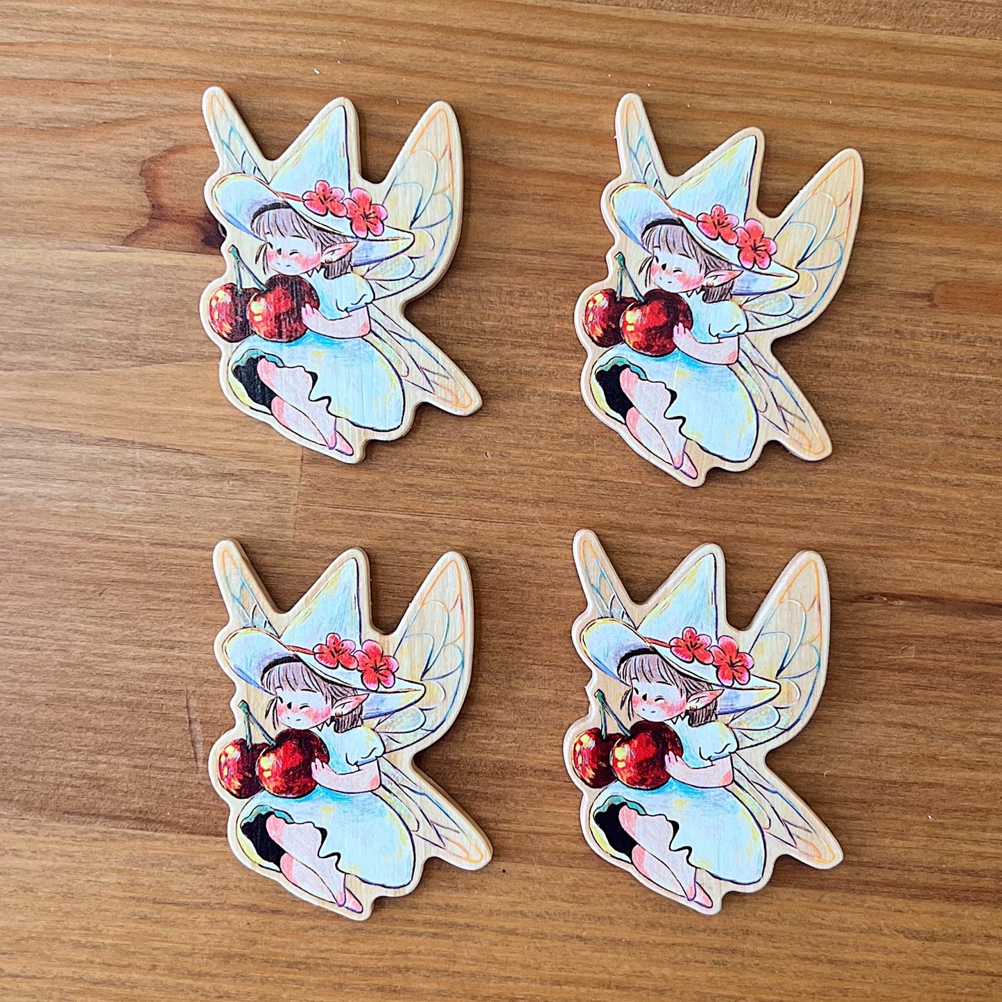 Cherry Fairy | Wooden Magnets