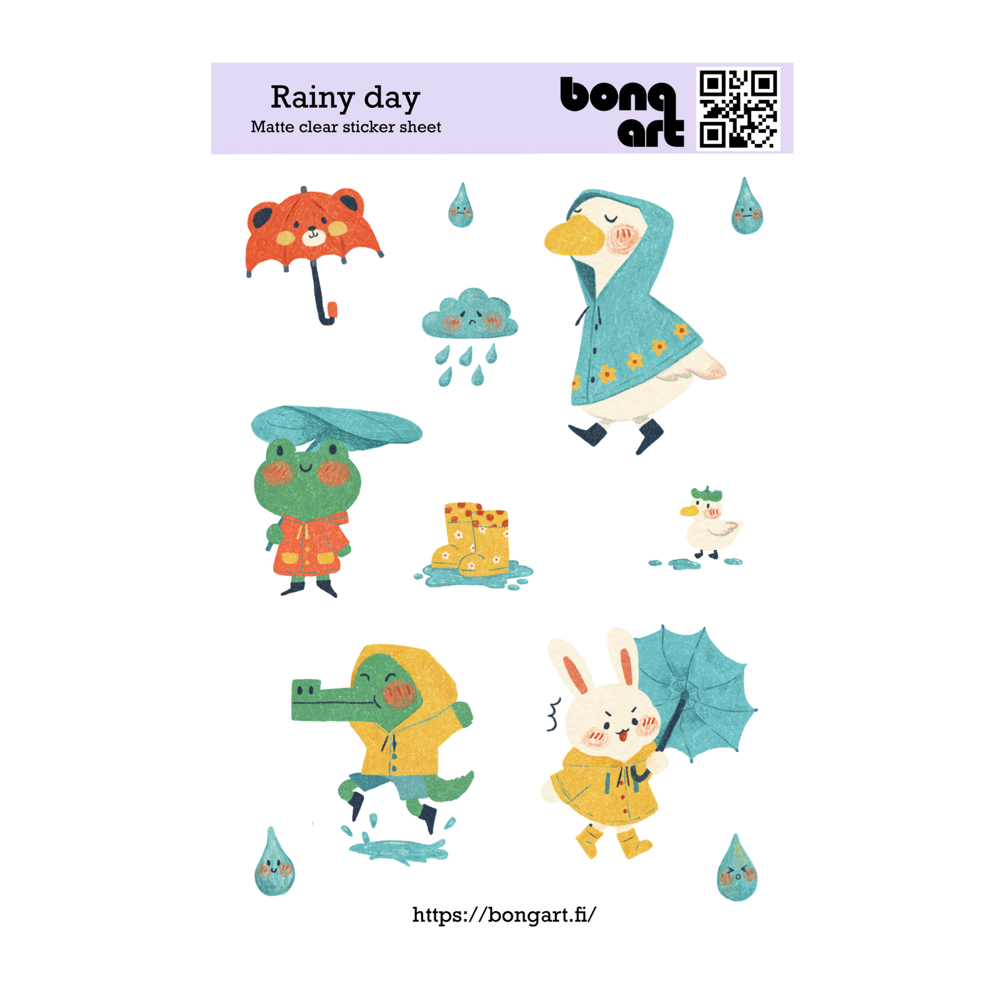 Rainy Day | Waterproof Matte Clear Sticker Sheet