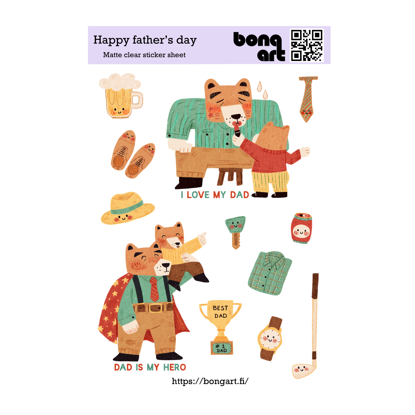 Happy Father's Day | Waterproof Matte Clear Sticker Sheet