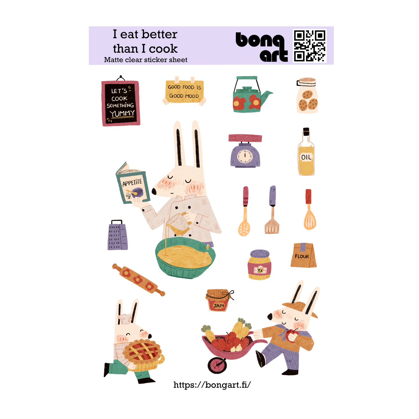 I Eat Better Than I Cook  | Waterproof Matte Clear Sticker Sheet