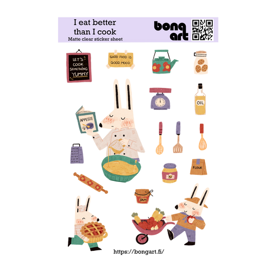 I Eat Better Than I Cook  | Waterproof Matte Clear Sticker Sheet