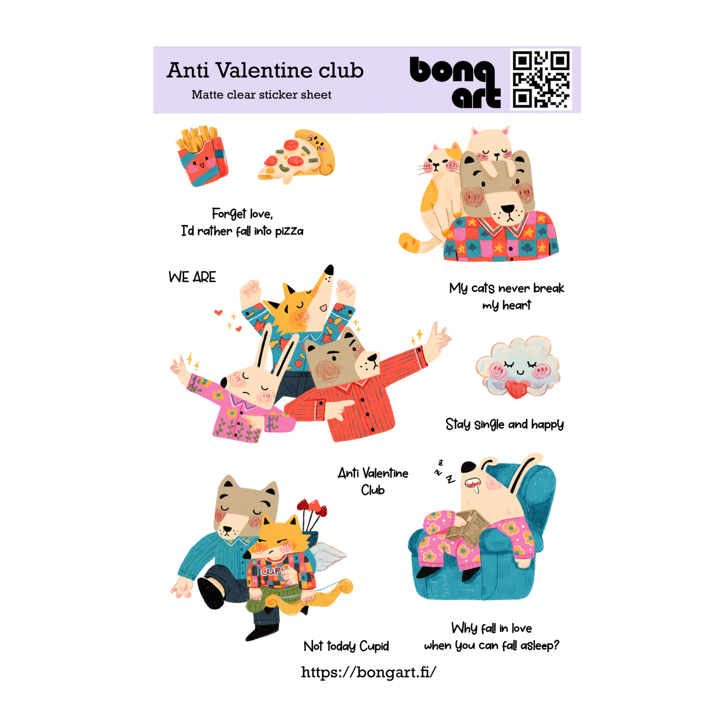 Anti Valentine Club | Waterproof Matte Clear Sticker Sheet