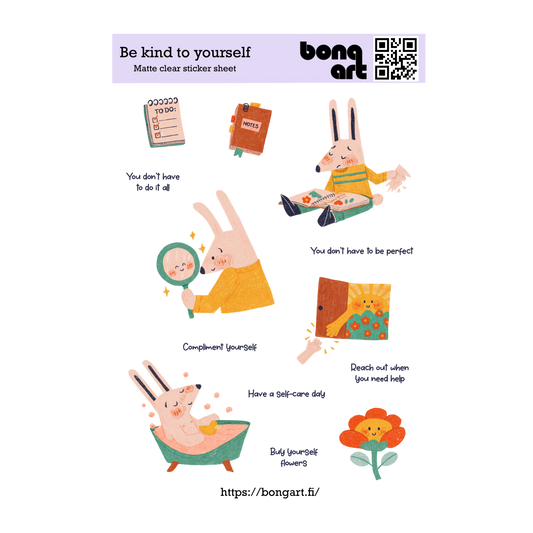 Be Kind To Yourself | Waterproof Matte Clear Sticker Sheet