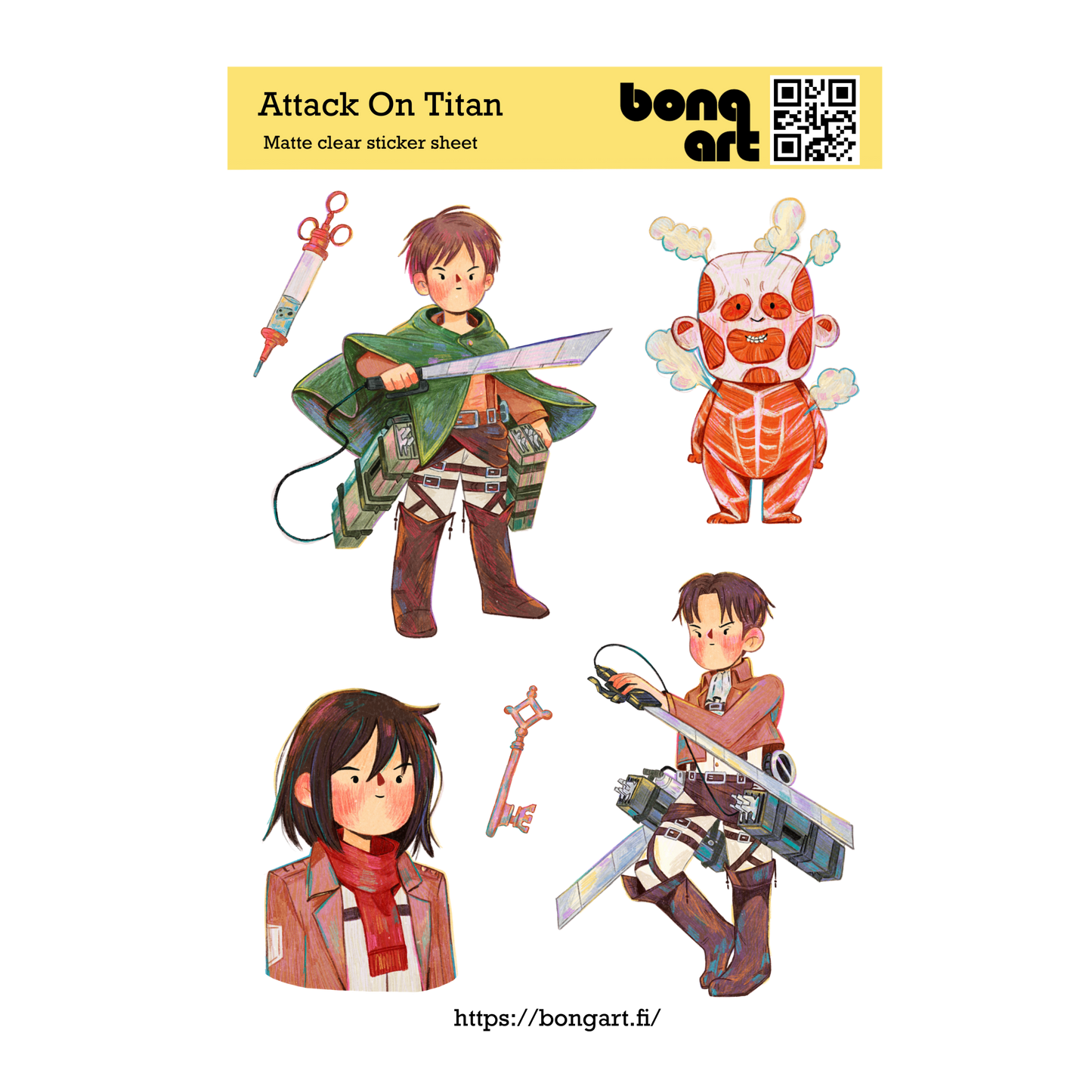 Attack On Titan|  Waterproof Matte Clear Sticker Sheet