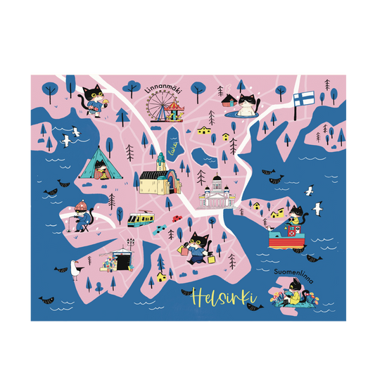 Helsinki Map Postcard