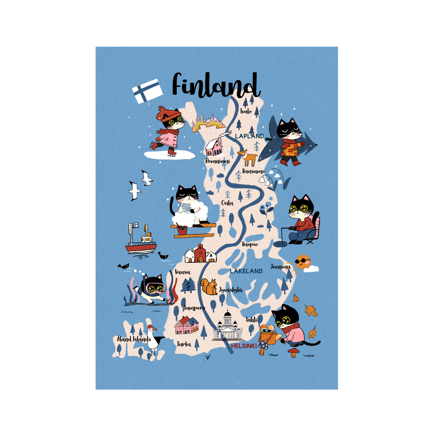 Finland Map Art Print