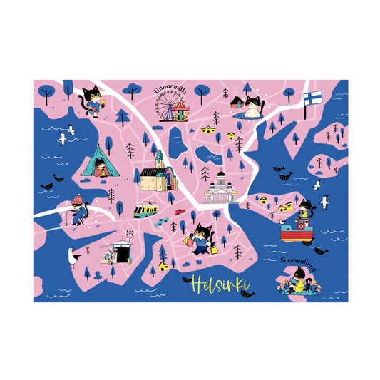 Helsinki Map Art Print