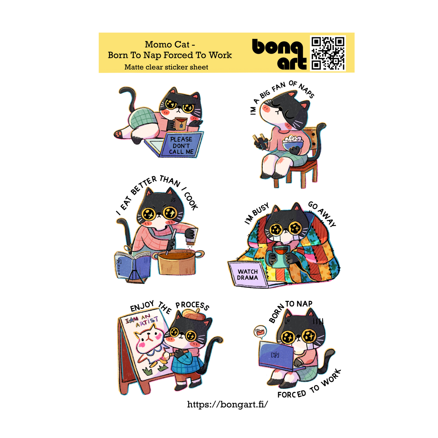 Born To Nap Forced To Work | Waterproof Matte Clear Sticker Sheet