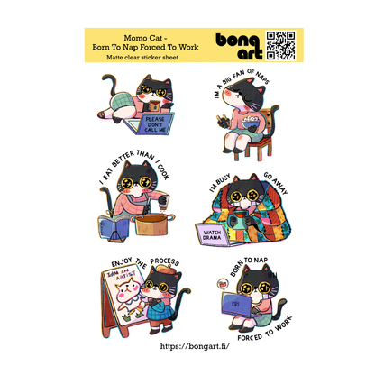 Born To Nap Forced To Work | Waterproof Matte Clear Sticker Sheet