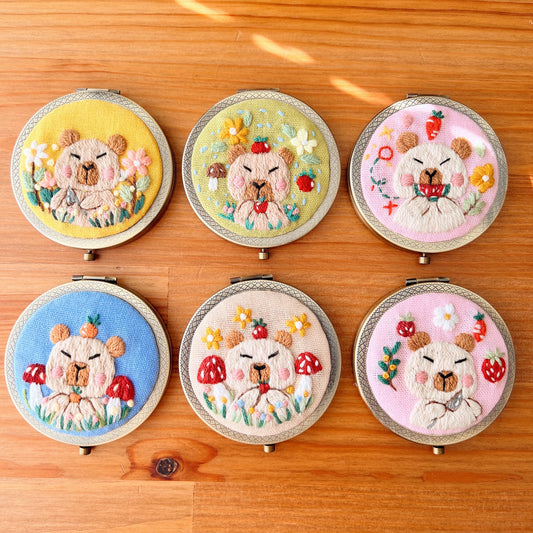 Capybara - Hand Embroidered Mirror