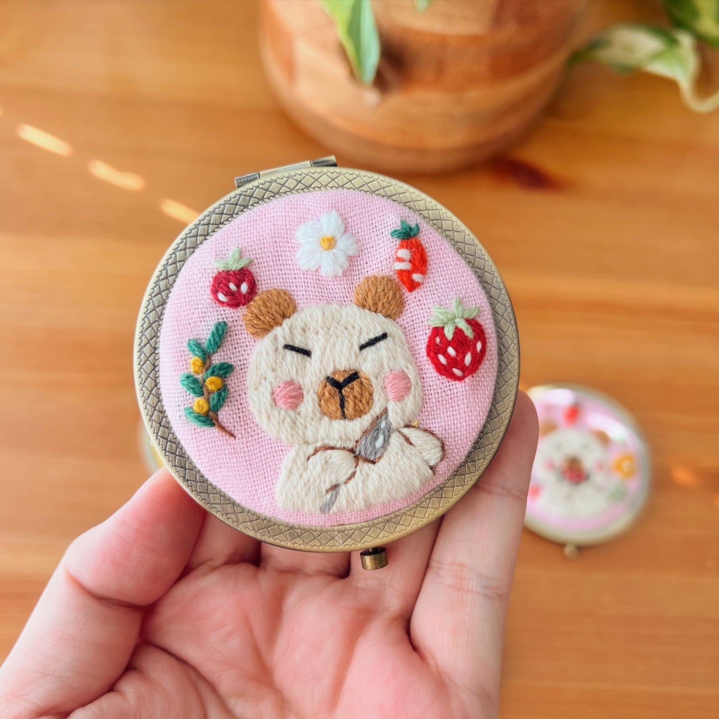 Capybara - Hand Embroidered Mirror