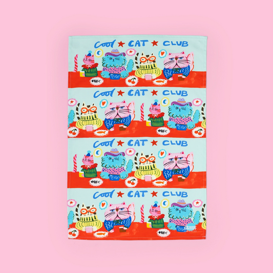 Cool Cat Club Tea Towel