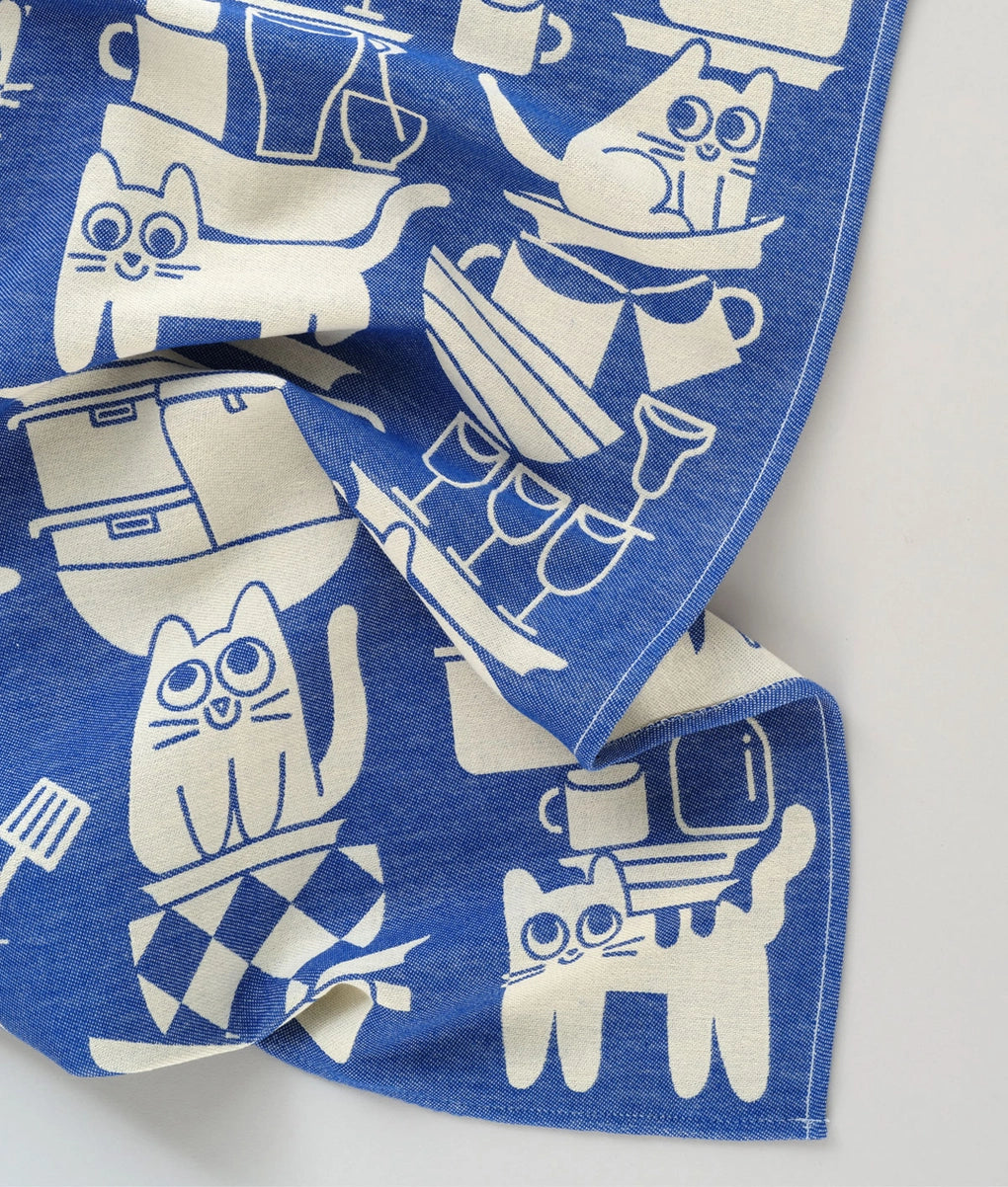 Kitchen Cats Woven Cotton Tea Towel