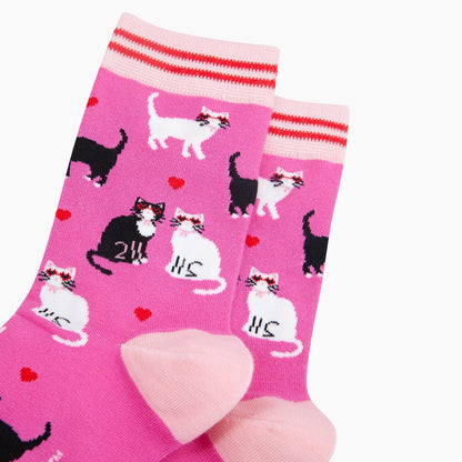 Women's Bamboo Socks - Cats in Love