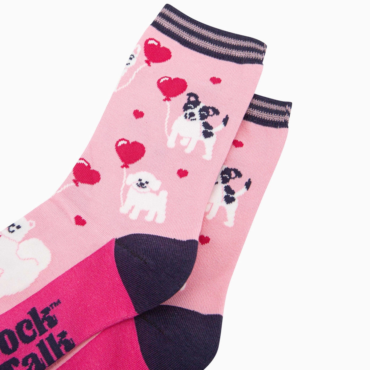 Women's Bamboo Socks - Dogs Love Heart Balloons