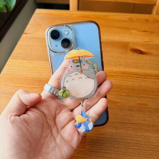 Magnetic Phone Griptok With Mini Rotating Charm - Totoro FanArt (New)