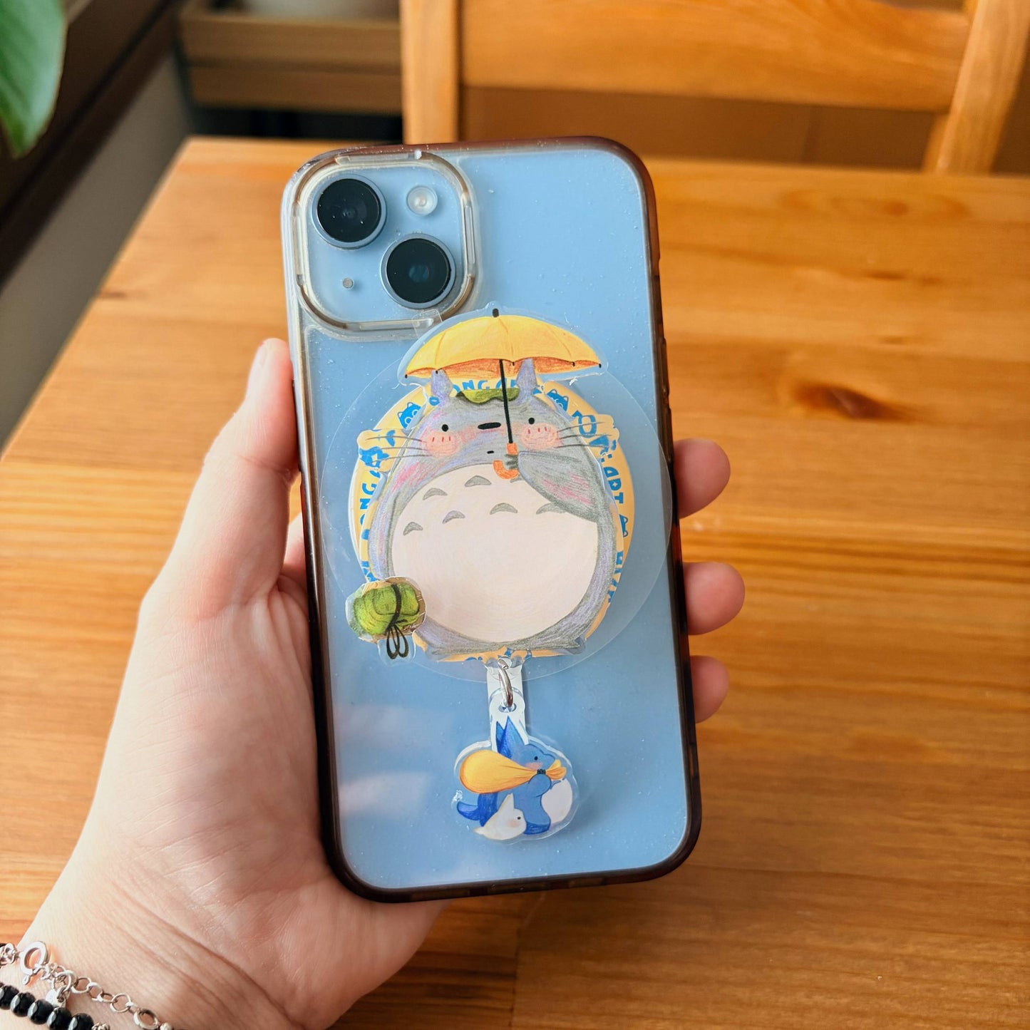 Magnetic Phone Griptok With Mini Rotating Charm - Totoro FanArt (New)