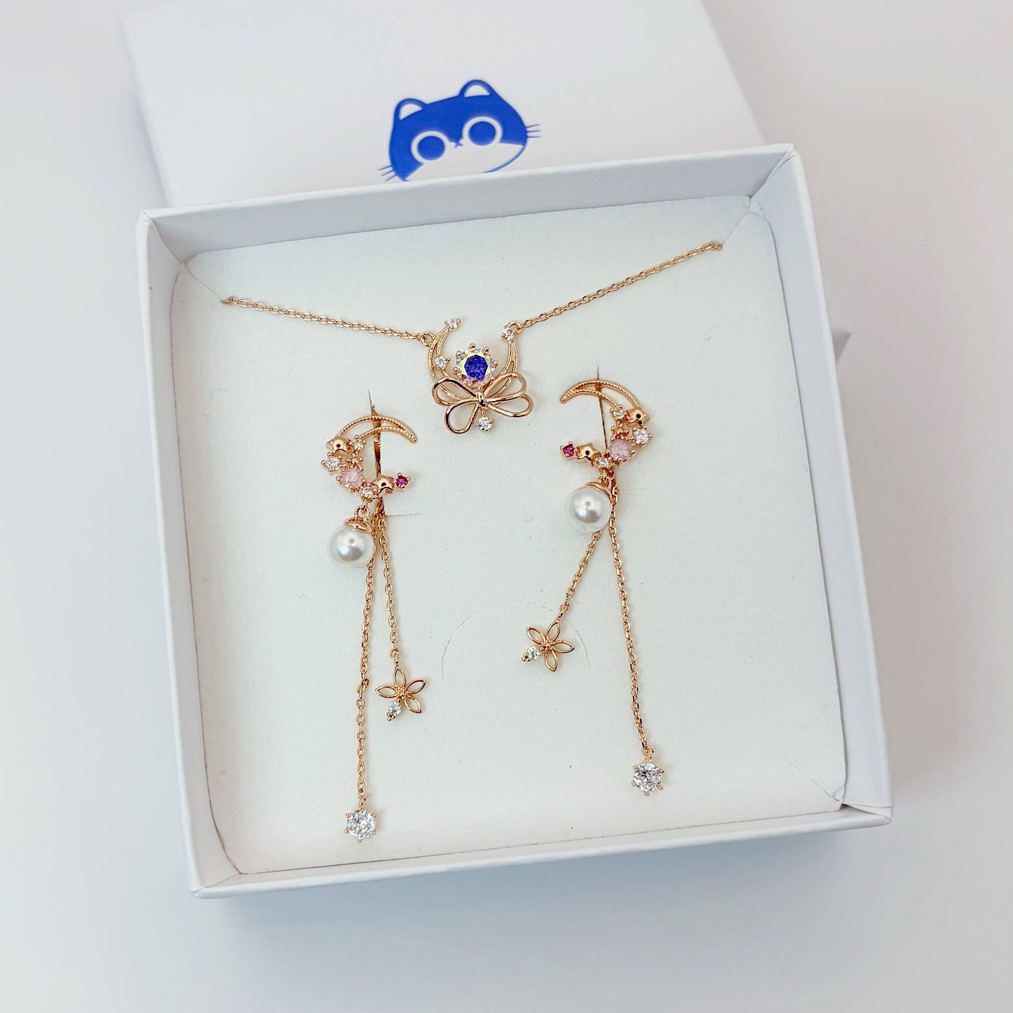 Moonbeam Brilliance – Set Jewelry (Two-in-one earrings)