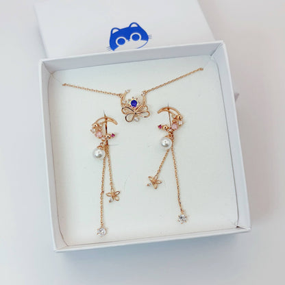 Moonbeam Brilliance – Set Jewelry (Two-in-one earrings)