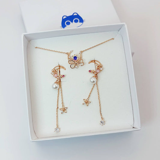 Moonbeam Brilliance – Set Jewelry (Two-in-one earrings)