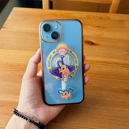 Magnetic Phone Griptok With Mini Dangling Charm - Chainsaw Man Fanart