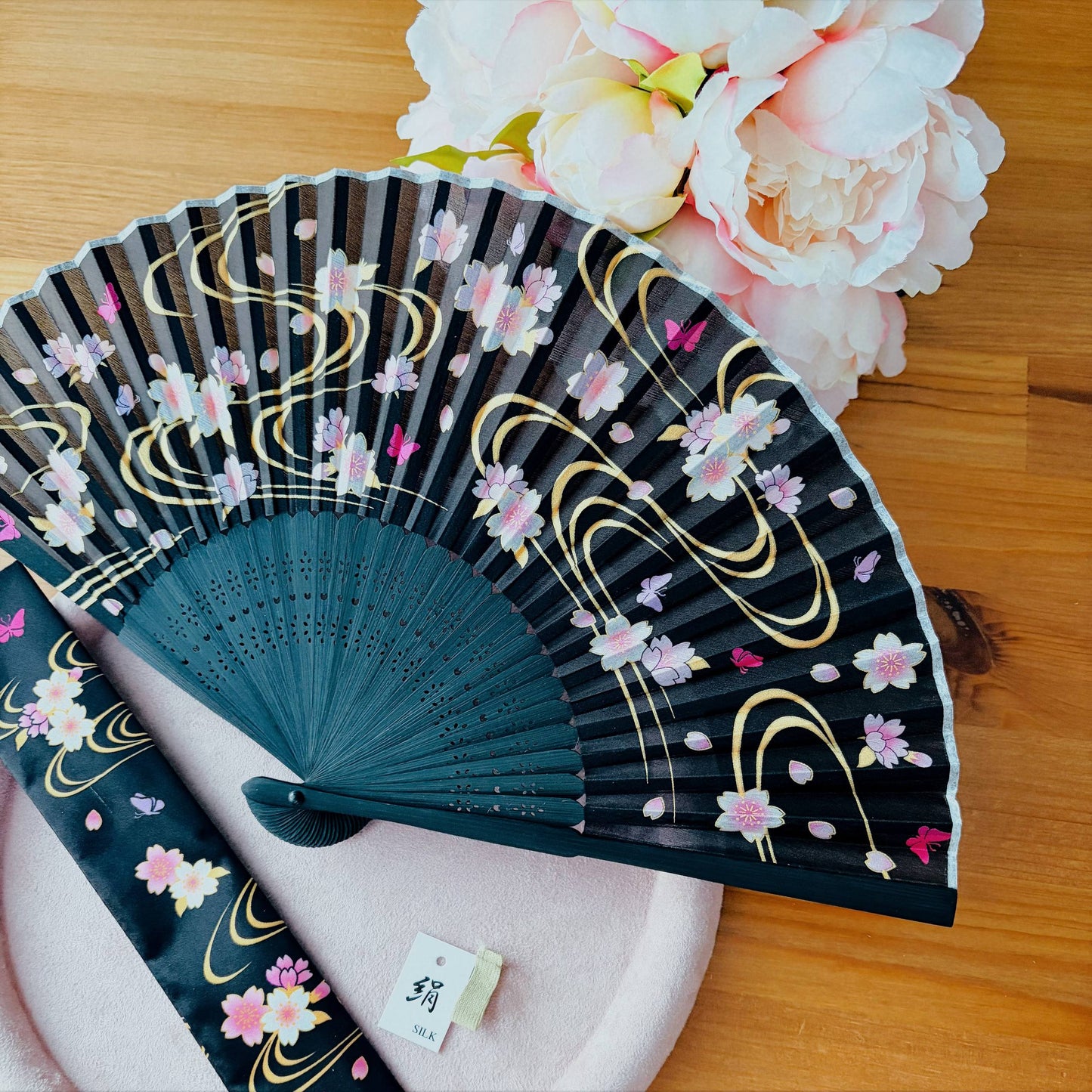 Japanese Fan Folding Fan - 100% Silk