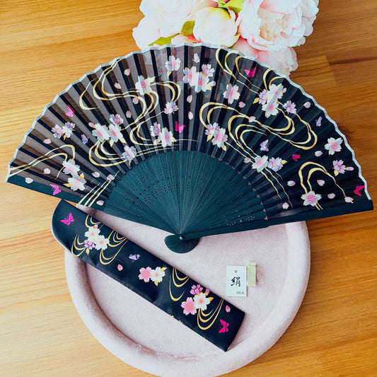 Japanese Fan Folding Fan - 100% Silk