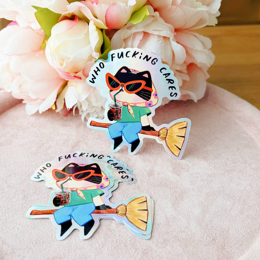 Who Fucking Cares | Waterproof Holographic Sticker