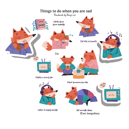 Things To Do When You Are Sad | Waterproof Matte Sticker Sheet