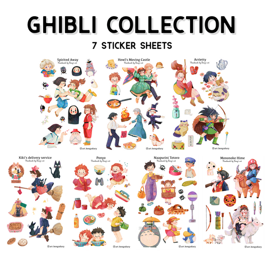 Ghibli Collection – 7 Sticker Sheets | Waterproof Matte Sticker Sheet