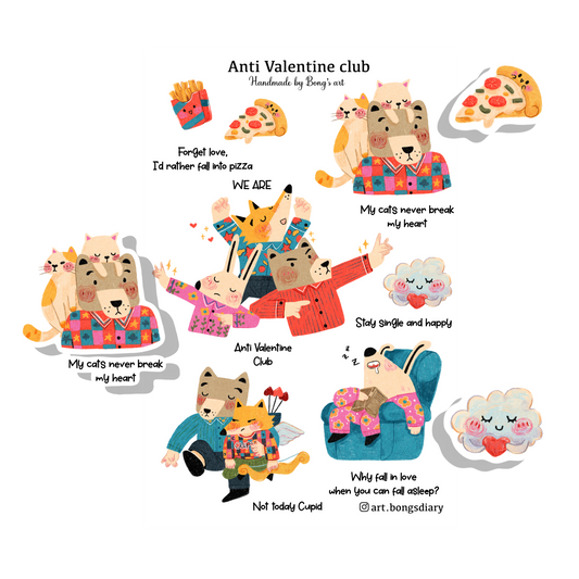 Anti Valentine Club | Waterproof Matte Sticker Sheet