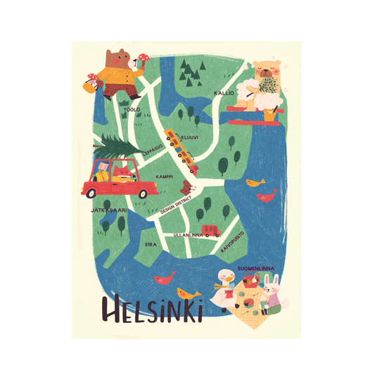 Helsinki Finland Map Postcard