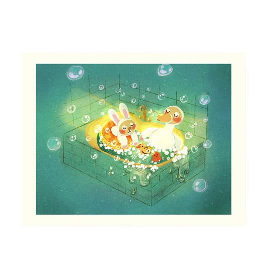 Rest Time With Duck And Bunny Postcard